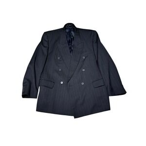 Men's Alexandre of England Black Pinstripe Double‎ Breasted Blazer Jacket 44